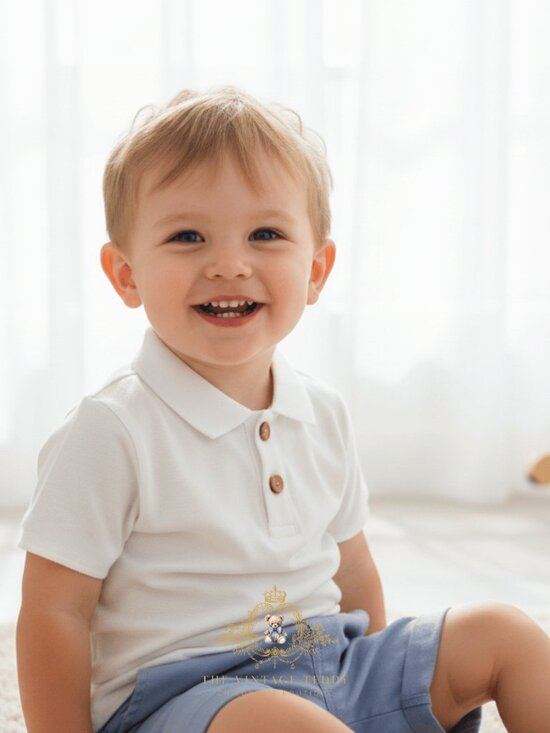 The Vintage Teddy Other - NWT Handsome Boys Polo Button Down Shirt Shorts 2-Piece Kids Matching Set 18-24M